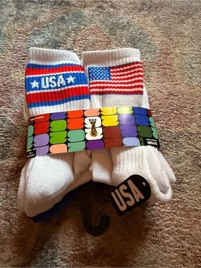 USA Fifa Soccer Crew Socks - White with Red & Blue Accents